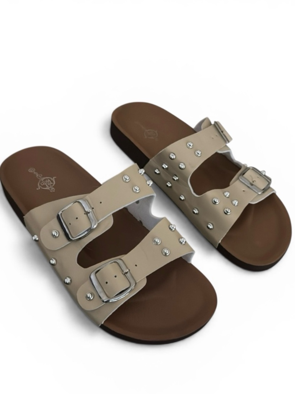 Sole Mates Women's Cream Studded  2 Bluckle Sandals Women's Sz 10 NWOT